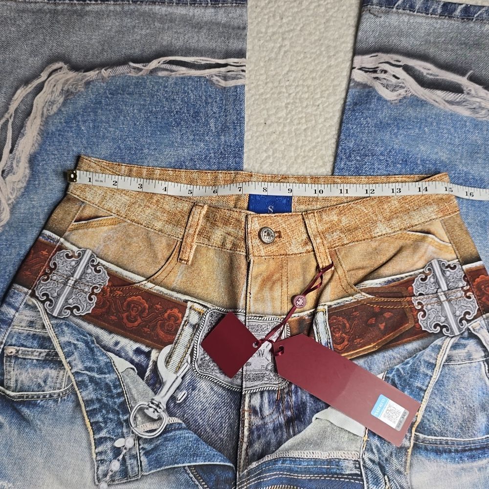 3169 NWT YADcrew丨3D Waistband Print Loose Fit Denim Jeans Sz Small - Picture 5 of 14